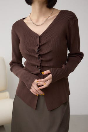 フロントギャザーVネックニット