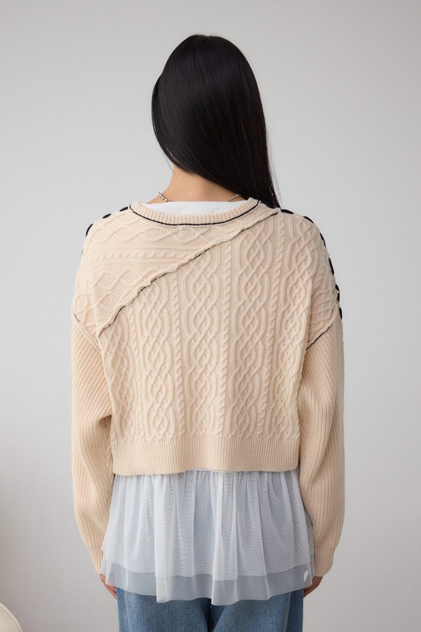 ステッチデザインケーブルニット IVOY S