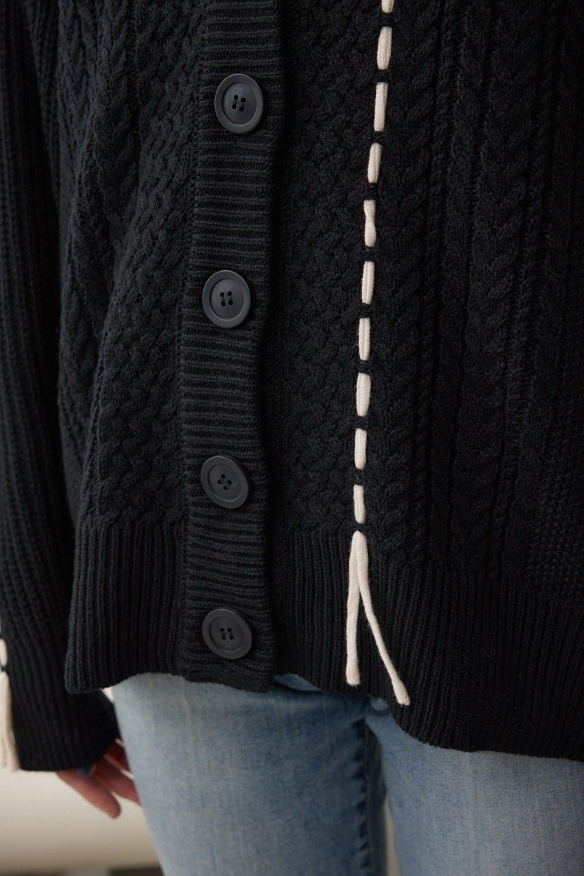 ステッチデザインカーディガン BLK FREE