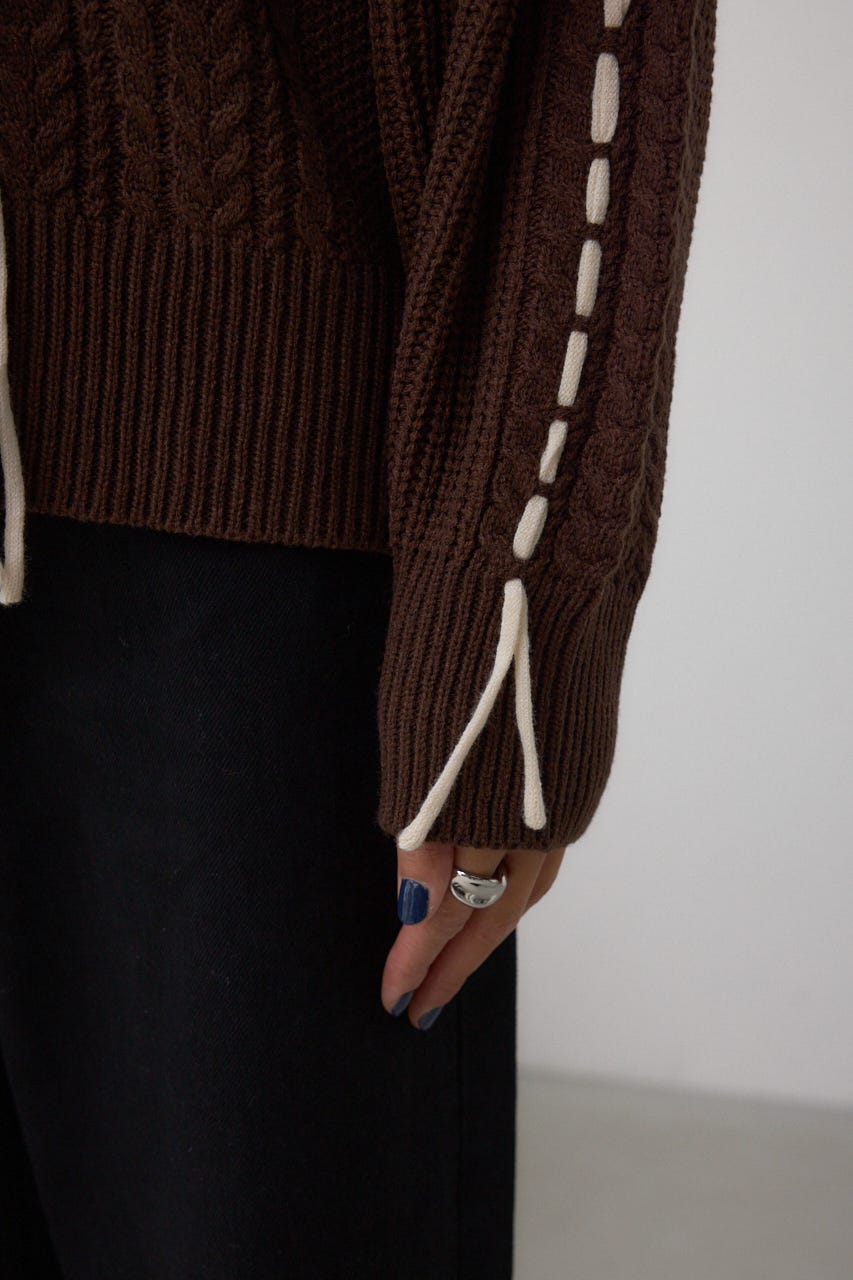 ステッチデザインカーディガン BRN FREE