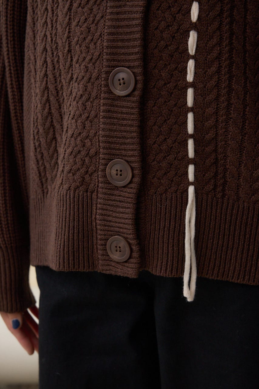 ステッチデザインカーディガン BRN FREE