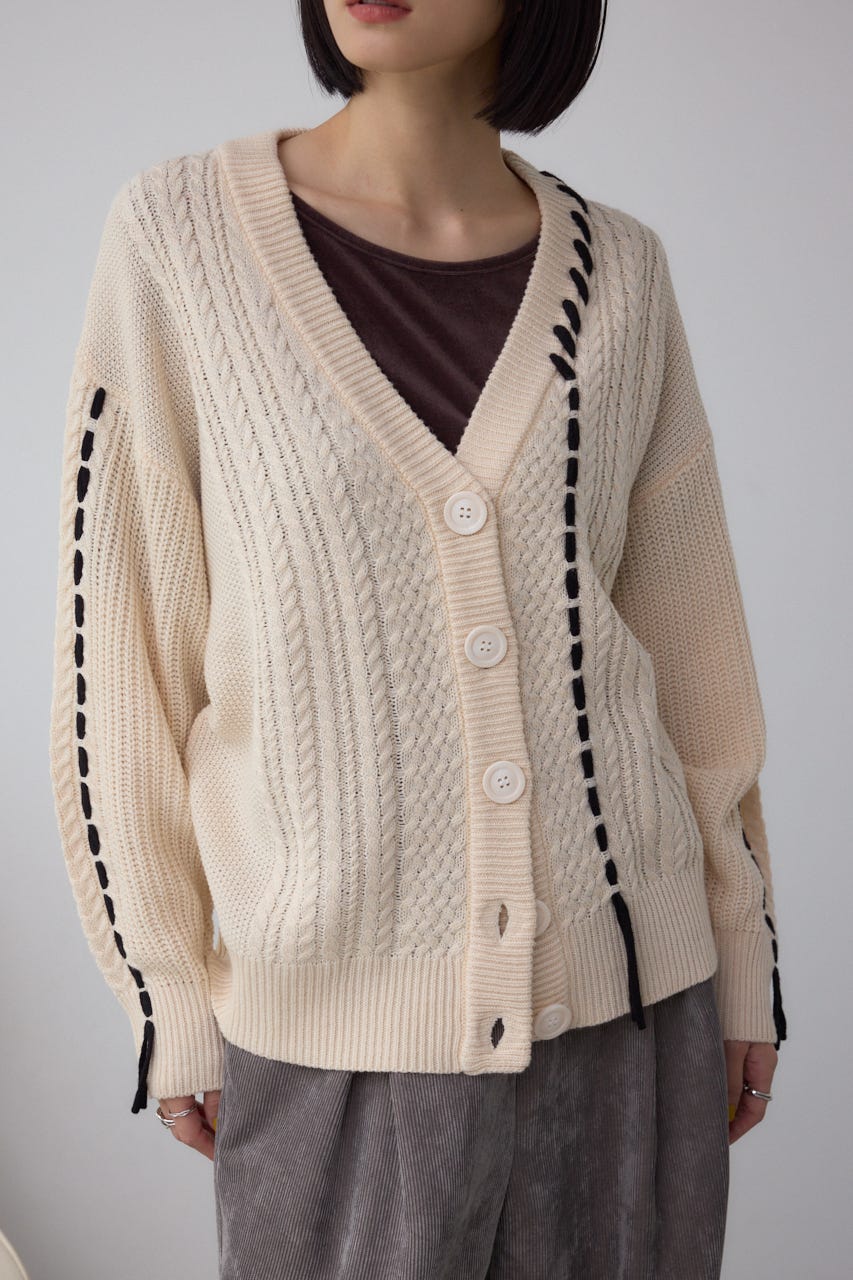 ステッチデザインカーディガン IVOY FREE