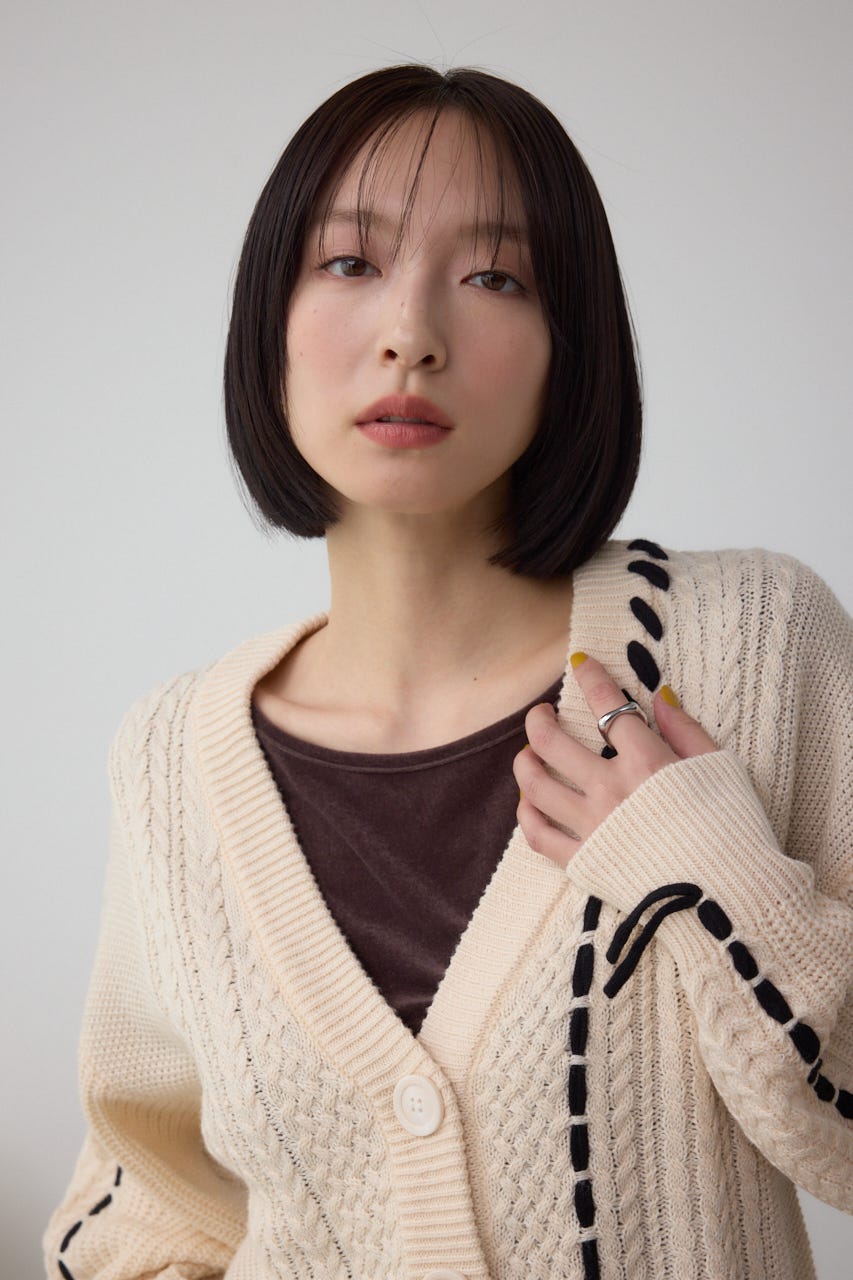 ステッチデザインカーディガン IVOY FREE