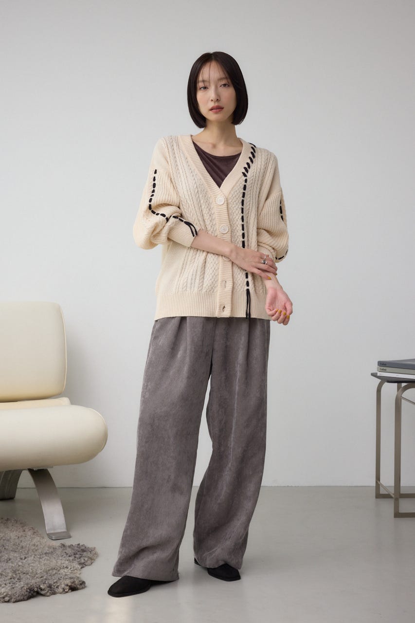ステッチデザインカーディガン IVOY FREE