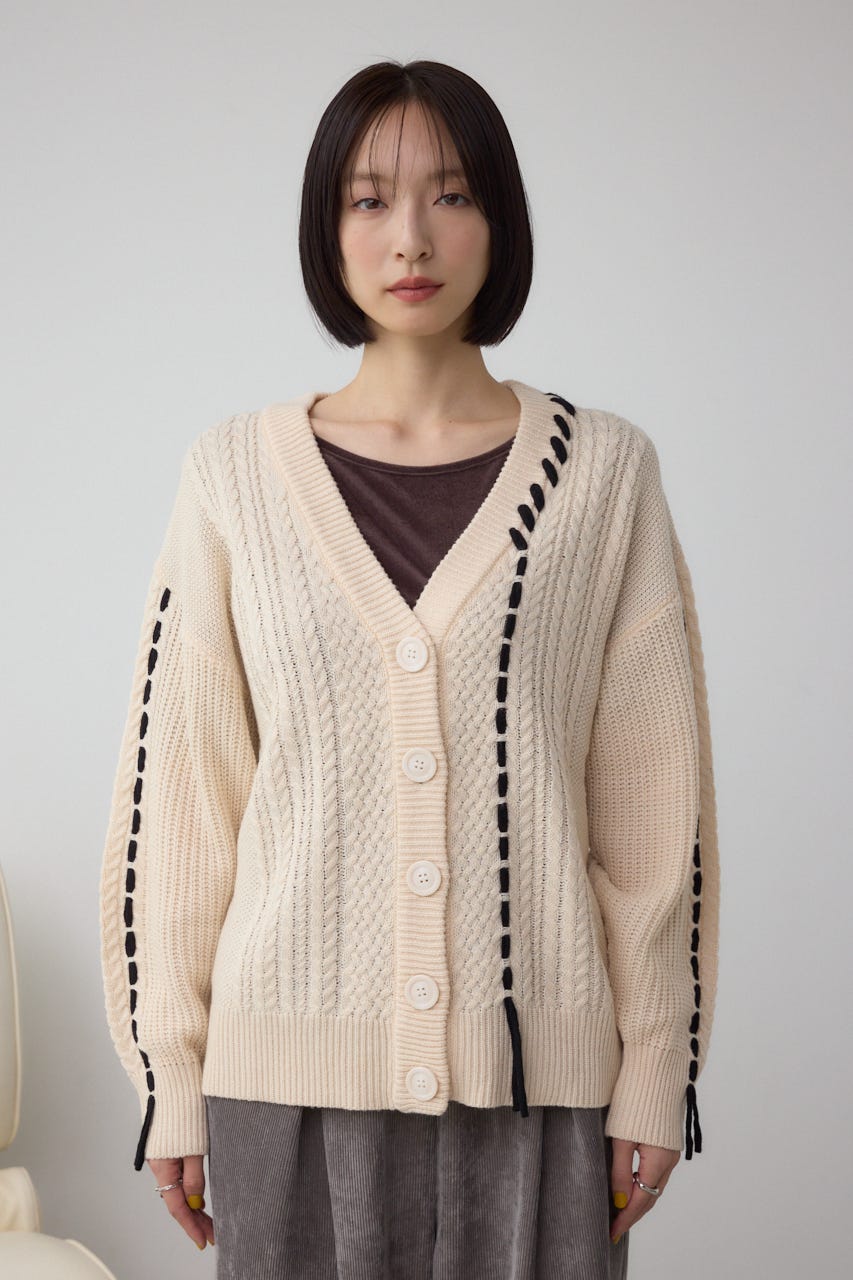 ステッチデザインカーディガン IVOY FREE