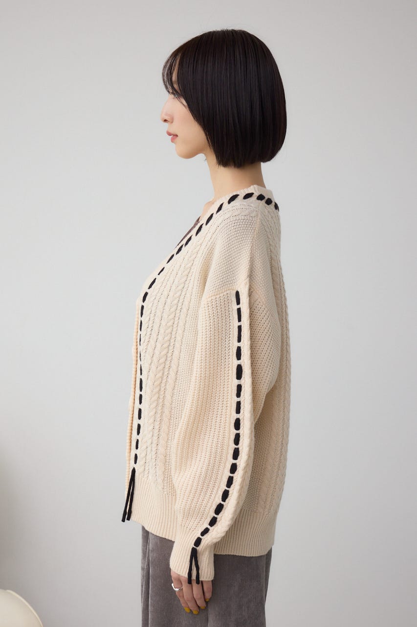 ステッチデザインカーディガン IVOY FREE
