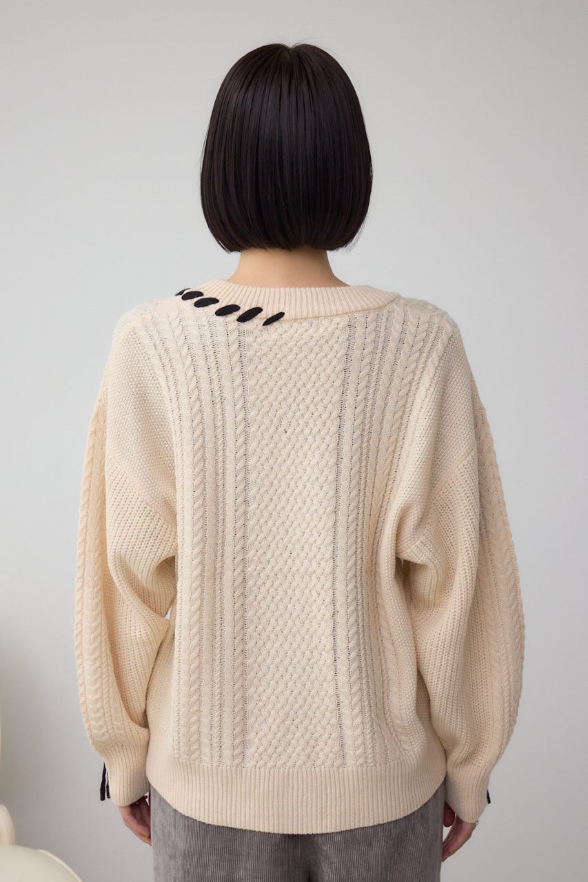 ステッチデザインカーディガン IVOY FREE