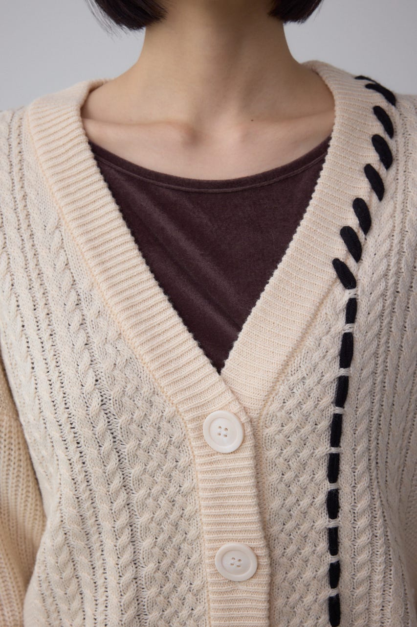 ステッチデザインカーディガン IVOY FREE