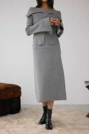 ジップアンサンブルニットワンピース