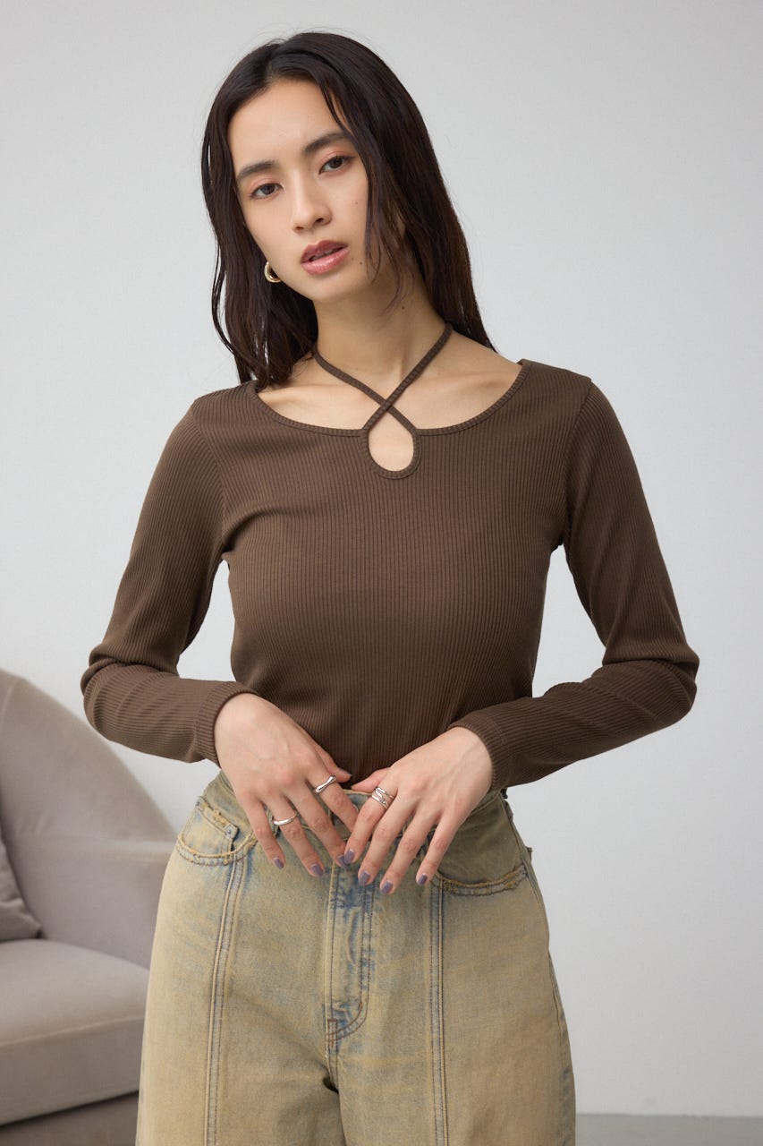 トップス 70hachi AZUL BY MOUSSY | チョーカータイトトップス (Tシャツ