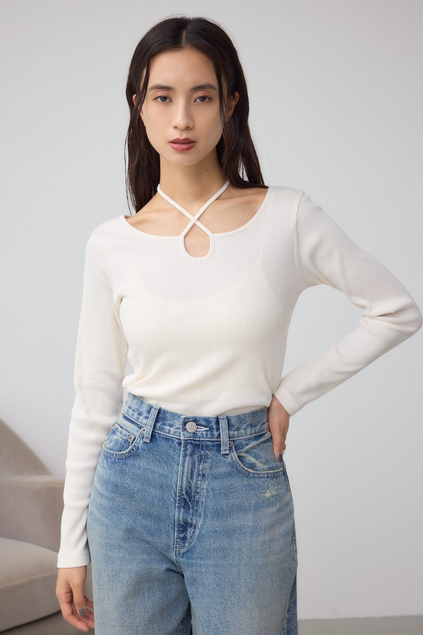 青い　ビーズ　装飾　長袖　トップス カットレース長袖トップス｜WOMEN｜250HSF80-396B｜AZUL BY