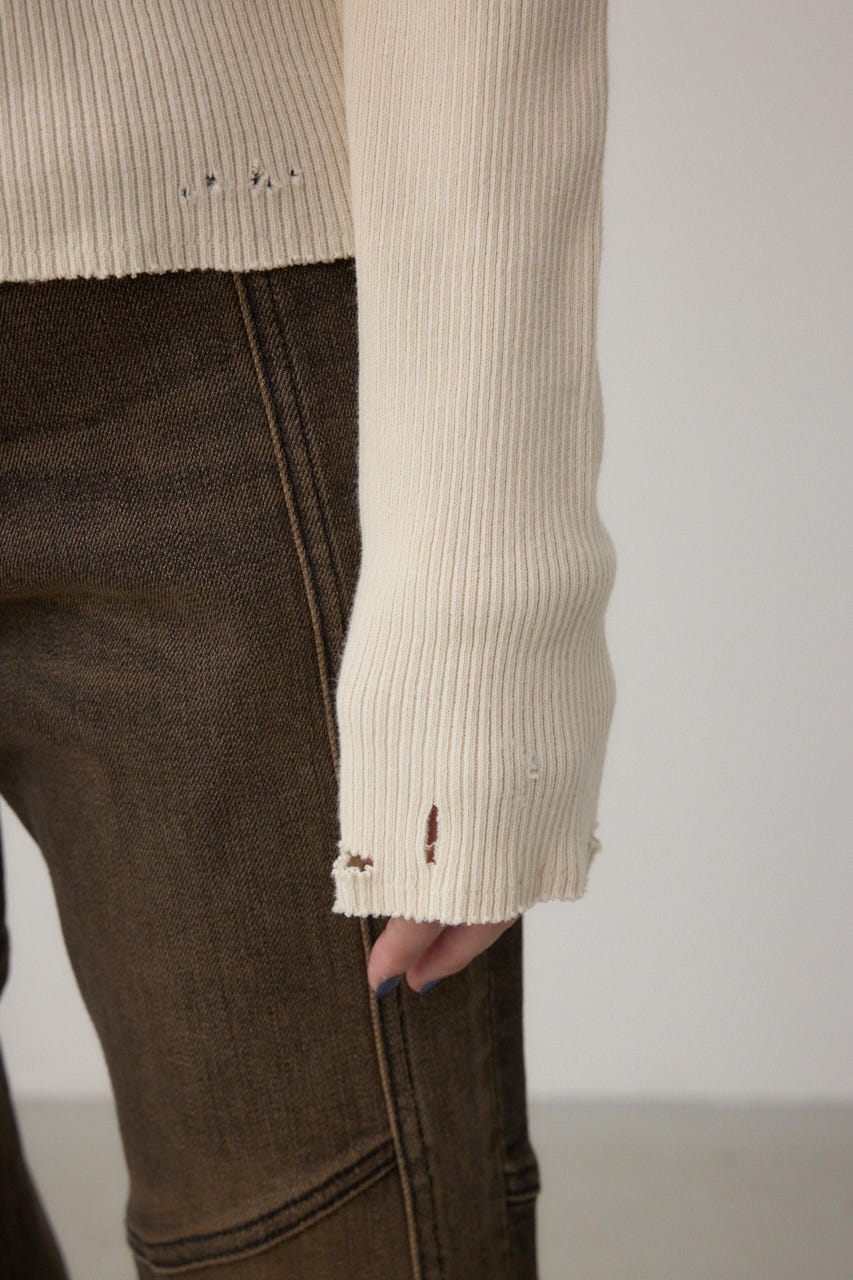 ダメージフーディーリブトップス IVOY FREE