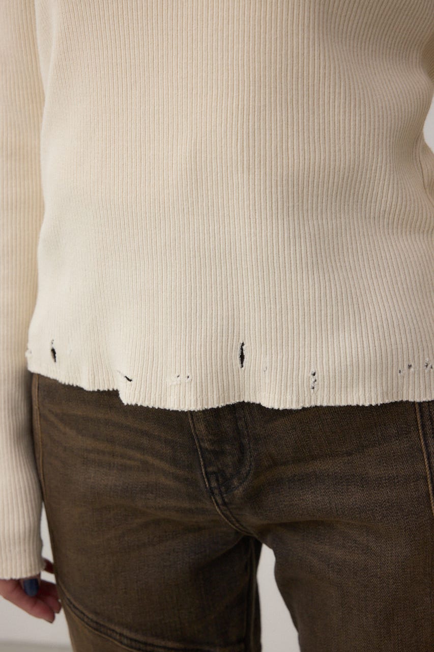 ダメージフーディーリブトップス IVOY FREE