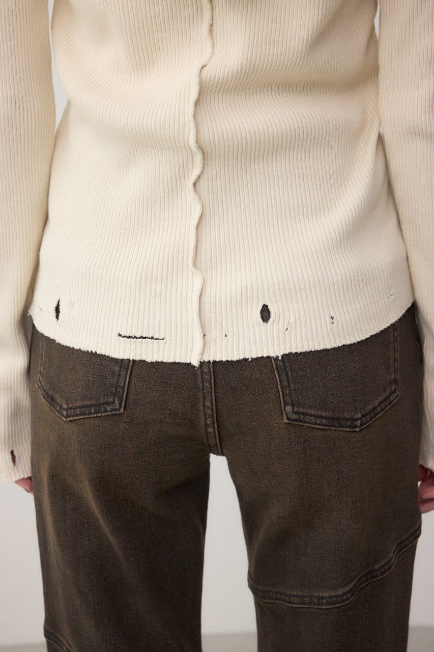 ダメージフーディーリブトップス IVOY FREE