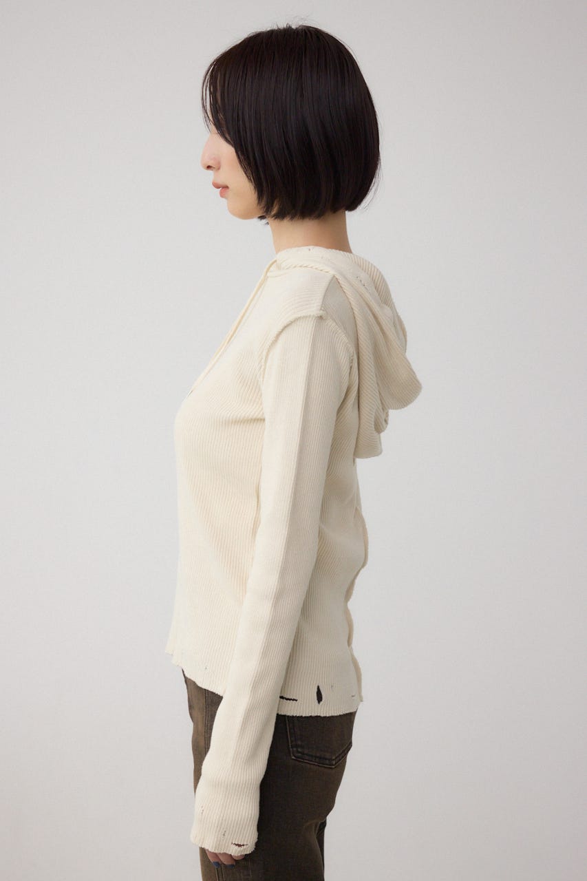 ダメージフーディーリブトップス IVOY FREE