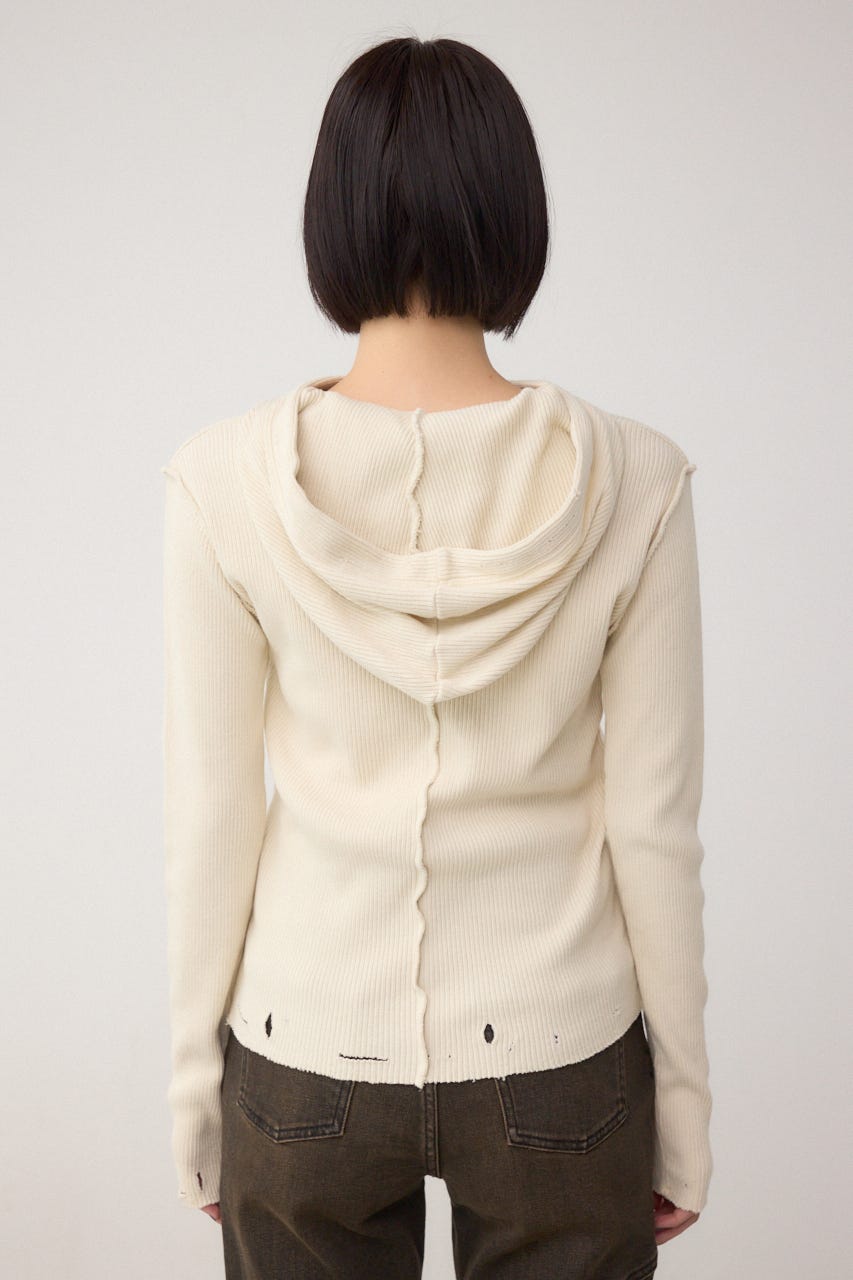 ダメージフーディーリブトップス IVOY FREE