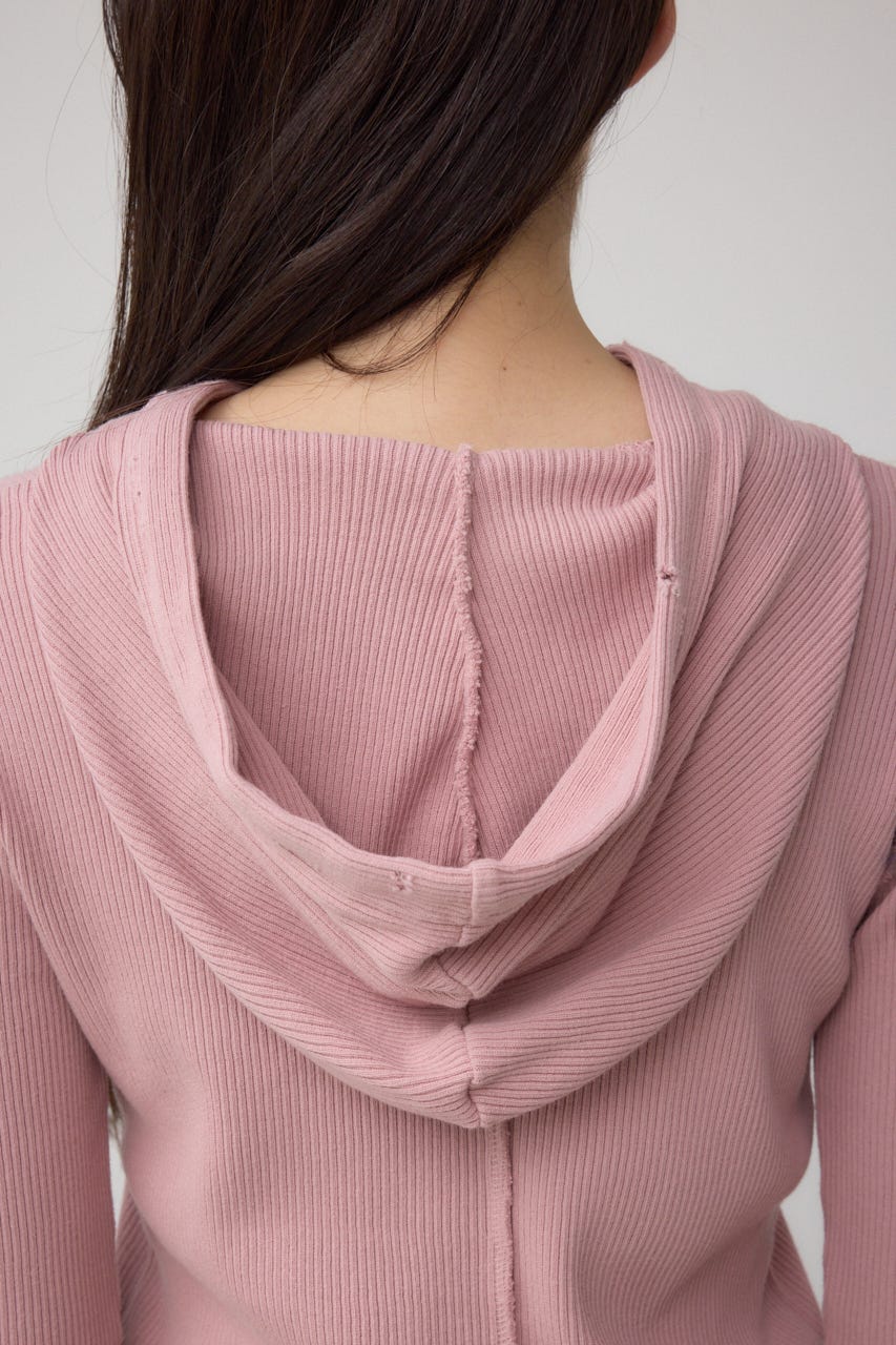 ダメージフーディーリブトップス PNK FREE