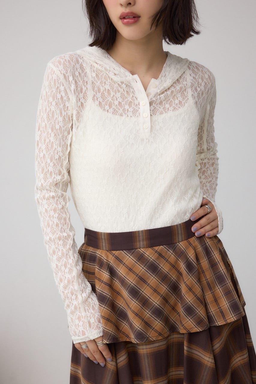 AZUL BY MOUSSY | ヘンリーネックレースフーディートップス (T