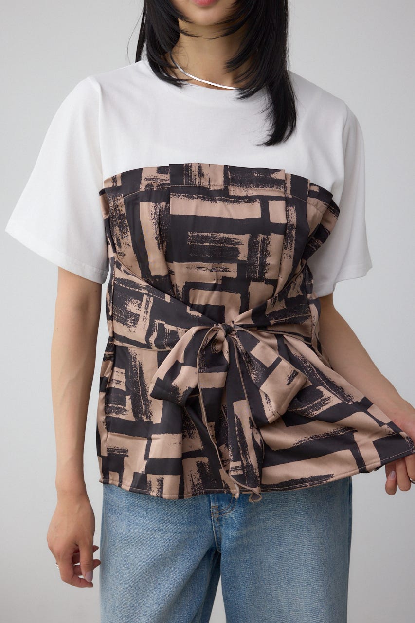 スカーフドッキングトップス BRN FREE