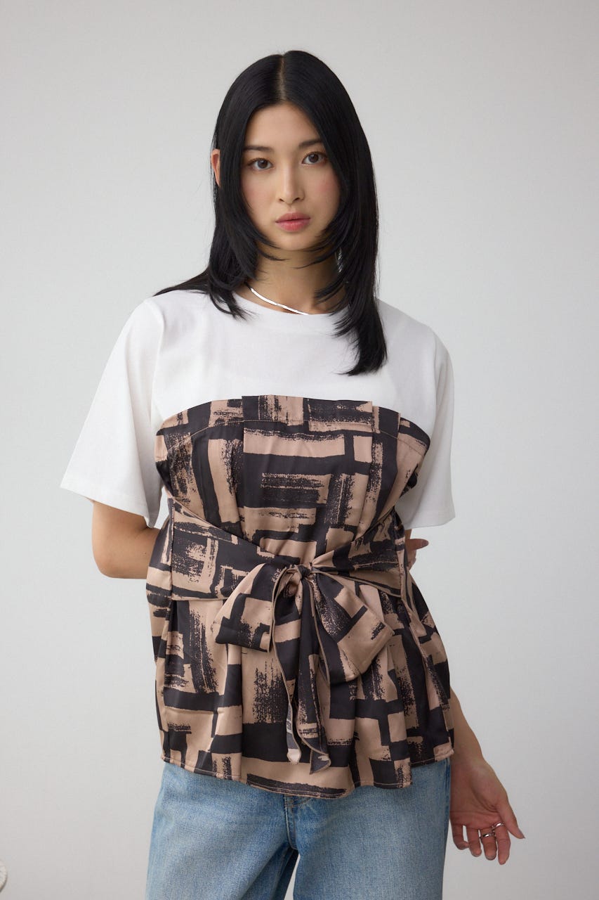 CUPRO/TENCEL TWILL ブルゾン 2500円値下げ中 AZUL BY MOUSSY | スカーフドッキングトップス (Tシャツ