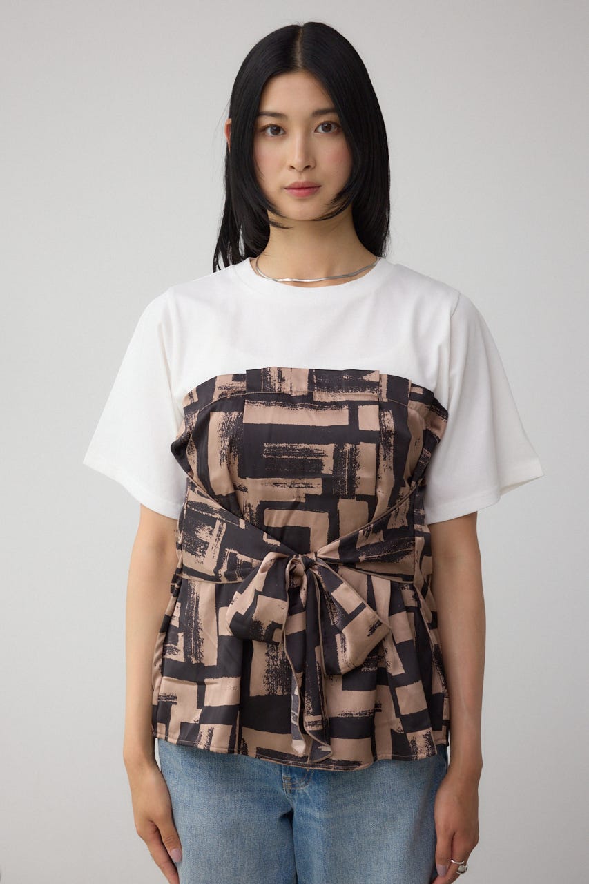 スカーフドッキングトップス BRN FREE