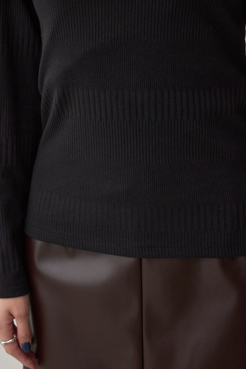 オフショルダーロングスリーブカットトップス BLK S