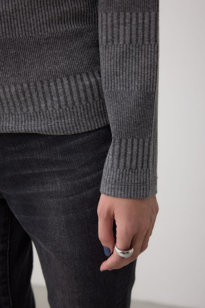 オフショルダーロングスリーブカットトップス C.GRY S