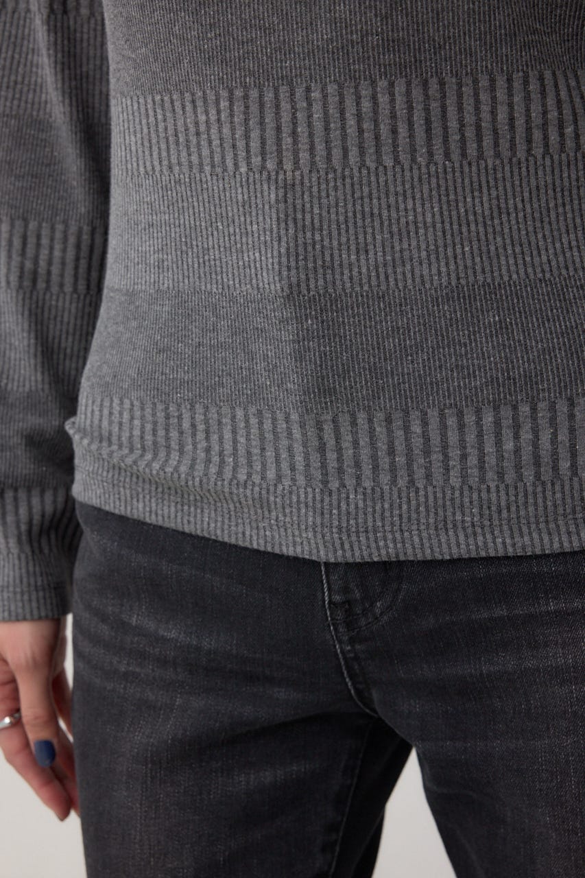 オフショルダーロングスリーブカットトップス C.GRY S