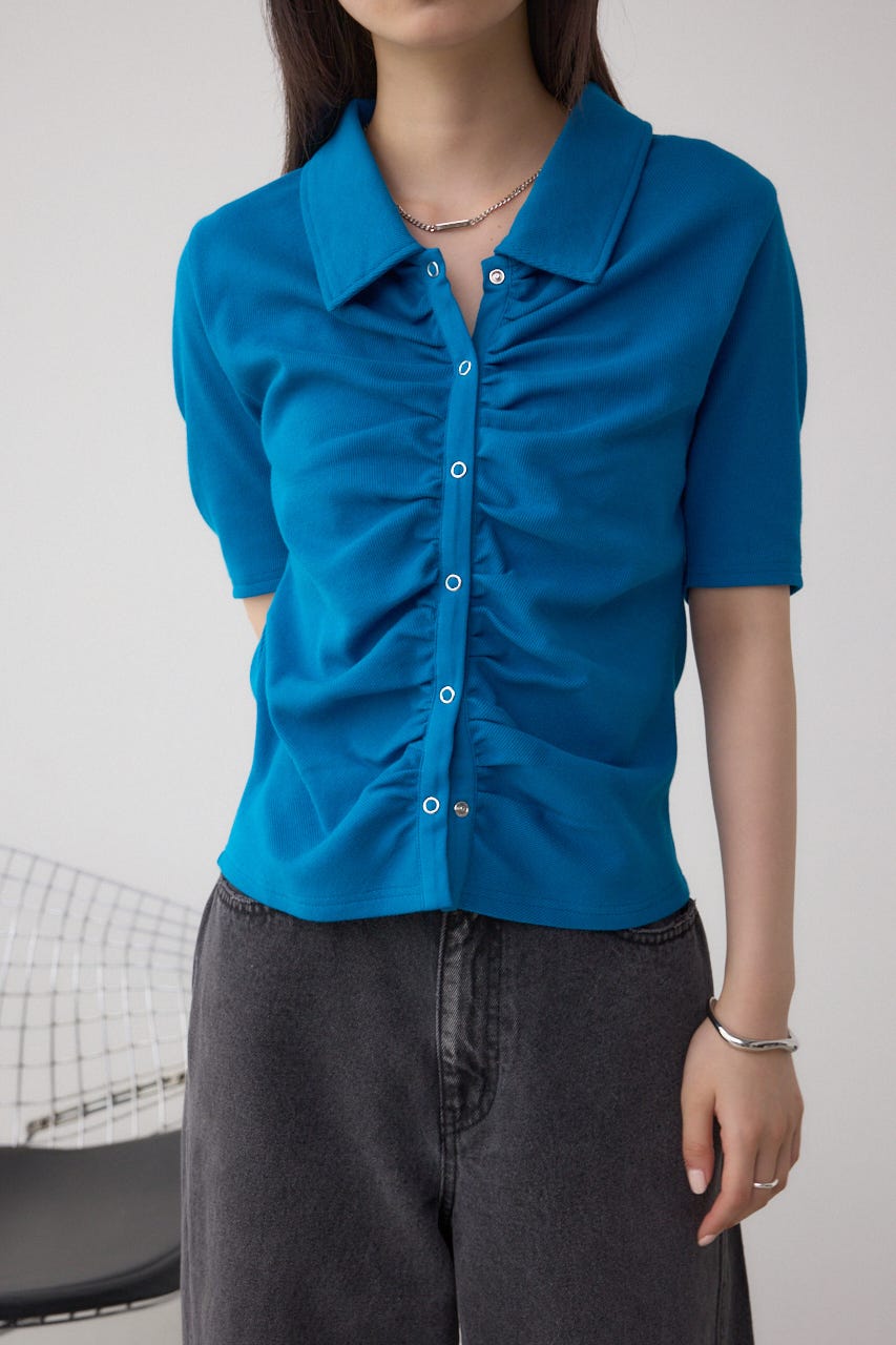 AZUL BY MOUSSY | フロントギャザーポロトップス (Tシャツ
