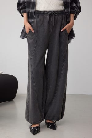 切り替えデザインスウェットワイドパンツ