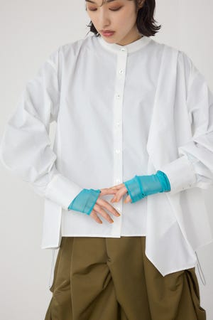 【PLUS】ボリュームスリーブアシンメトリーシャツ