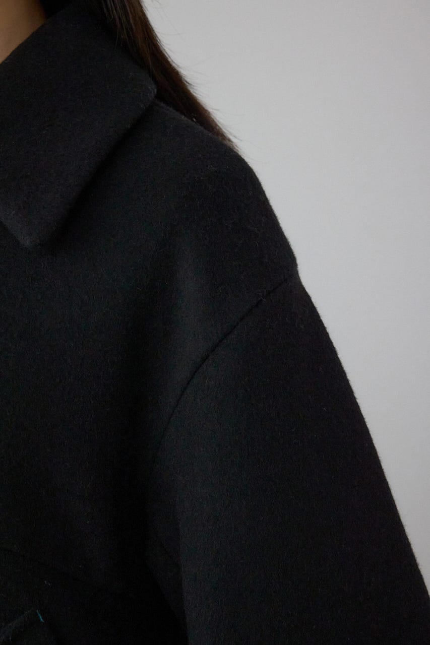 【PLUS】ボリュームスリーブペプラムコート BLK FREE