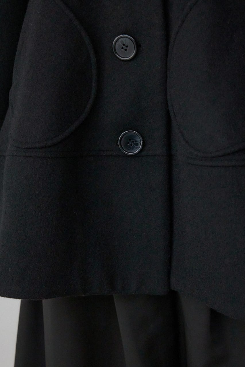 【PLUS】ボリュームスリーブペプラムコート BLK FREE