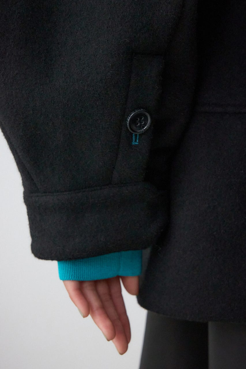 【PLUS】ボリュームスリーブペプラムコート BLK FREE