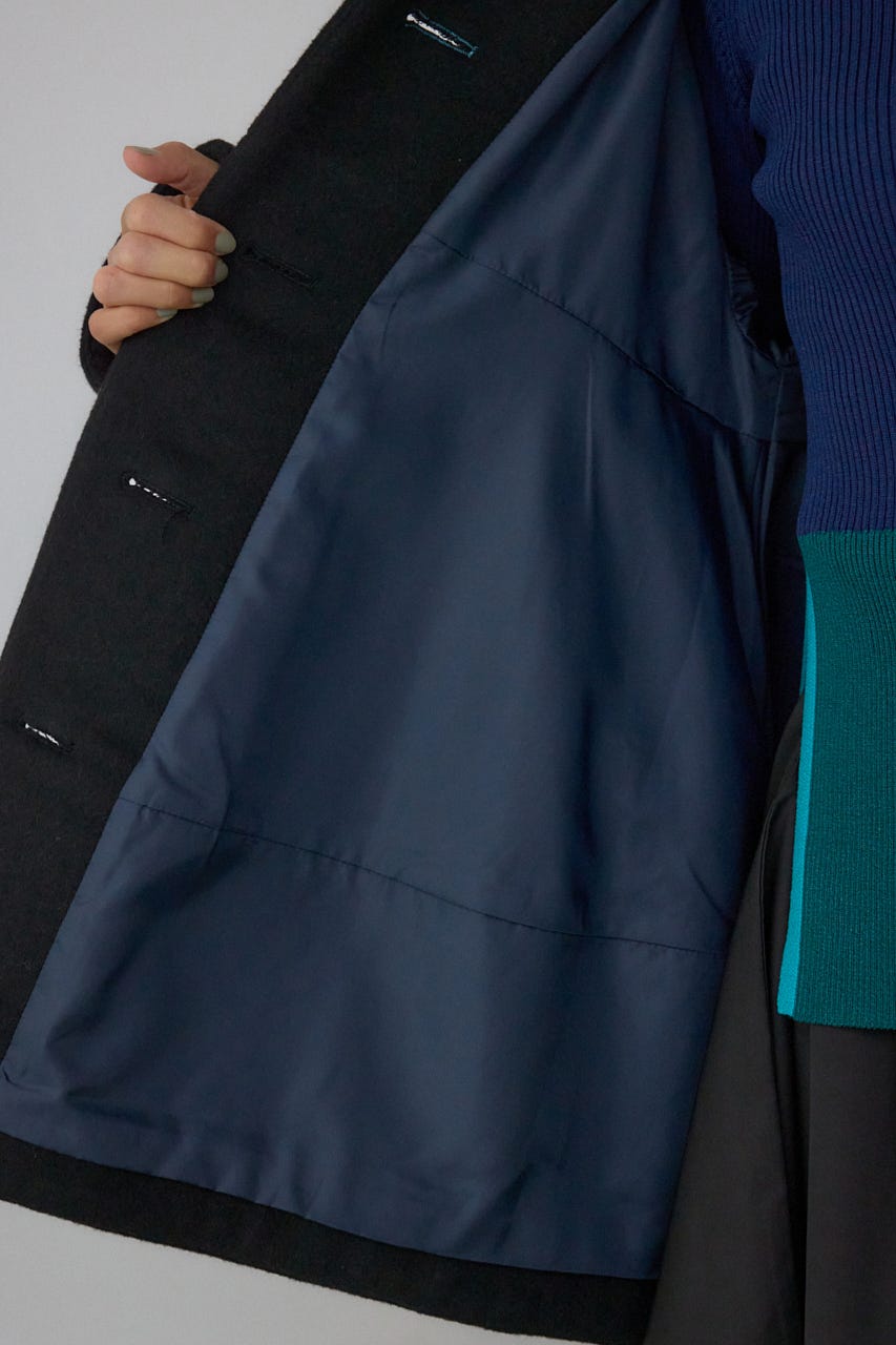 【PLUS】ボリュームスリーブペプラムコート BLK FREE