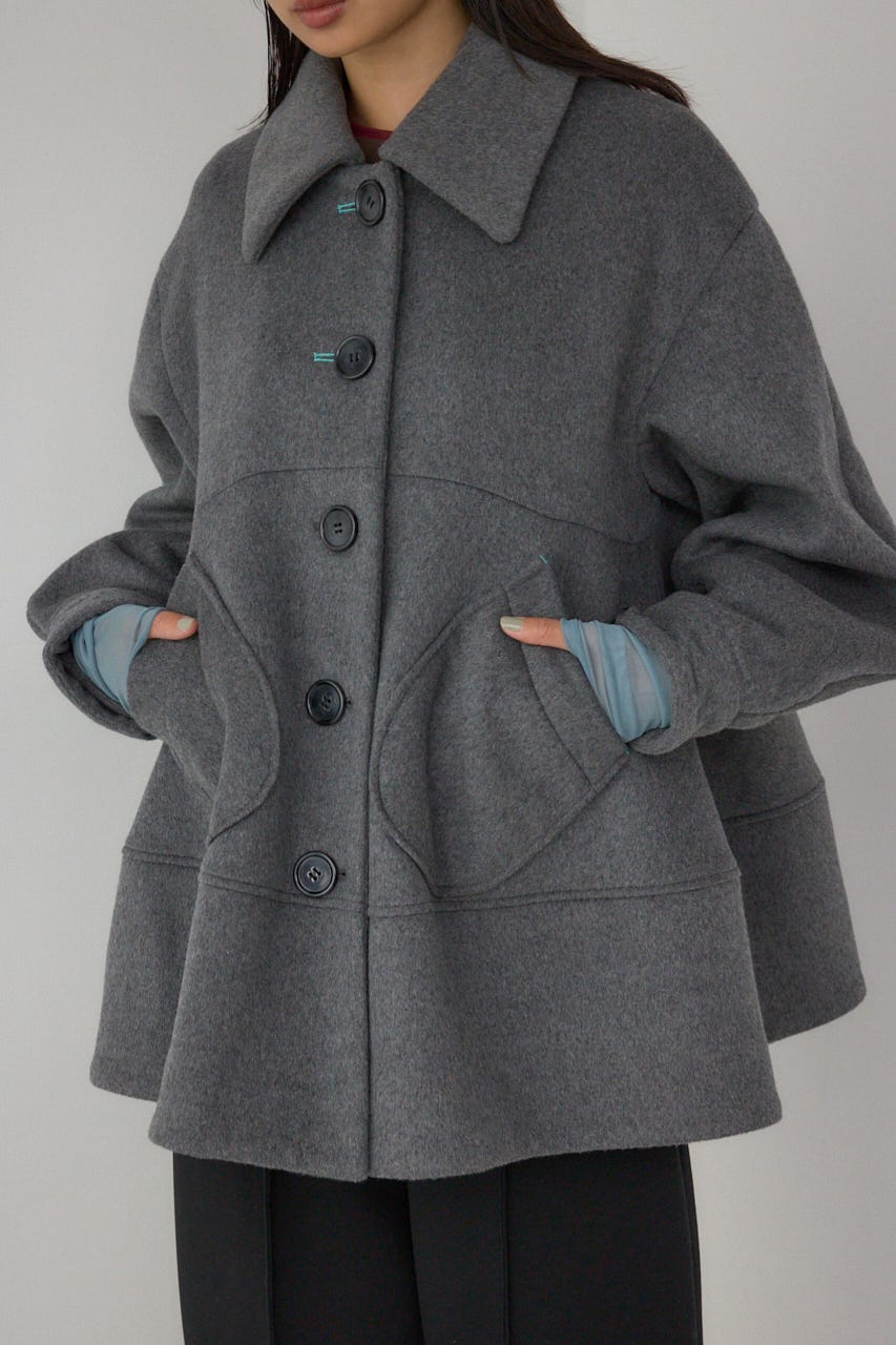 【PLUS】ボリュームスリーブペプラムコート T.GRY FREE