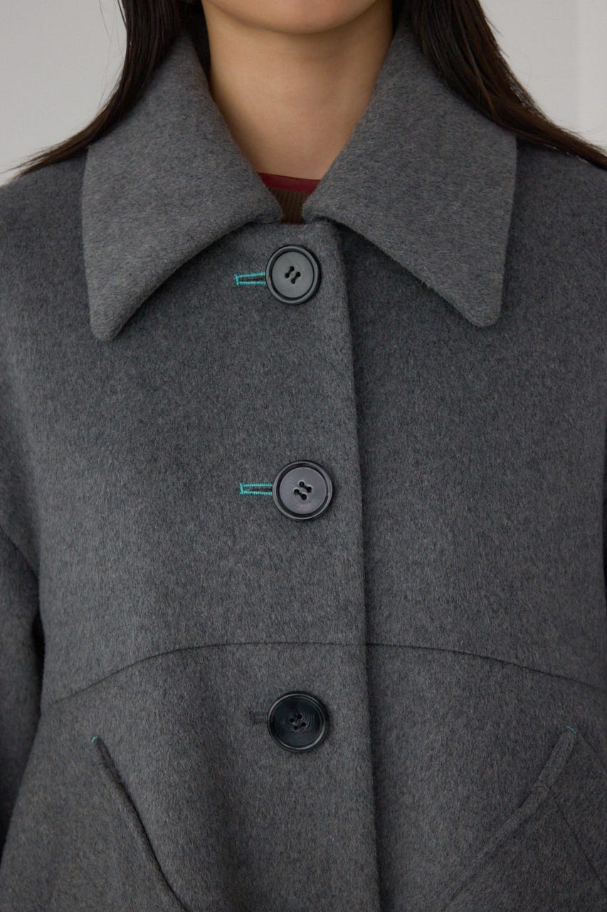 【PLUS】ボリュームスリーブペプラムコート T.GRY FREE