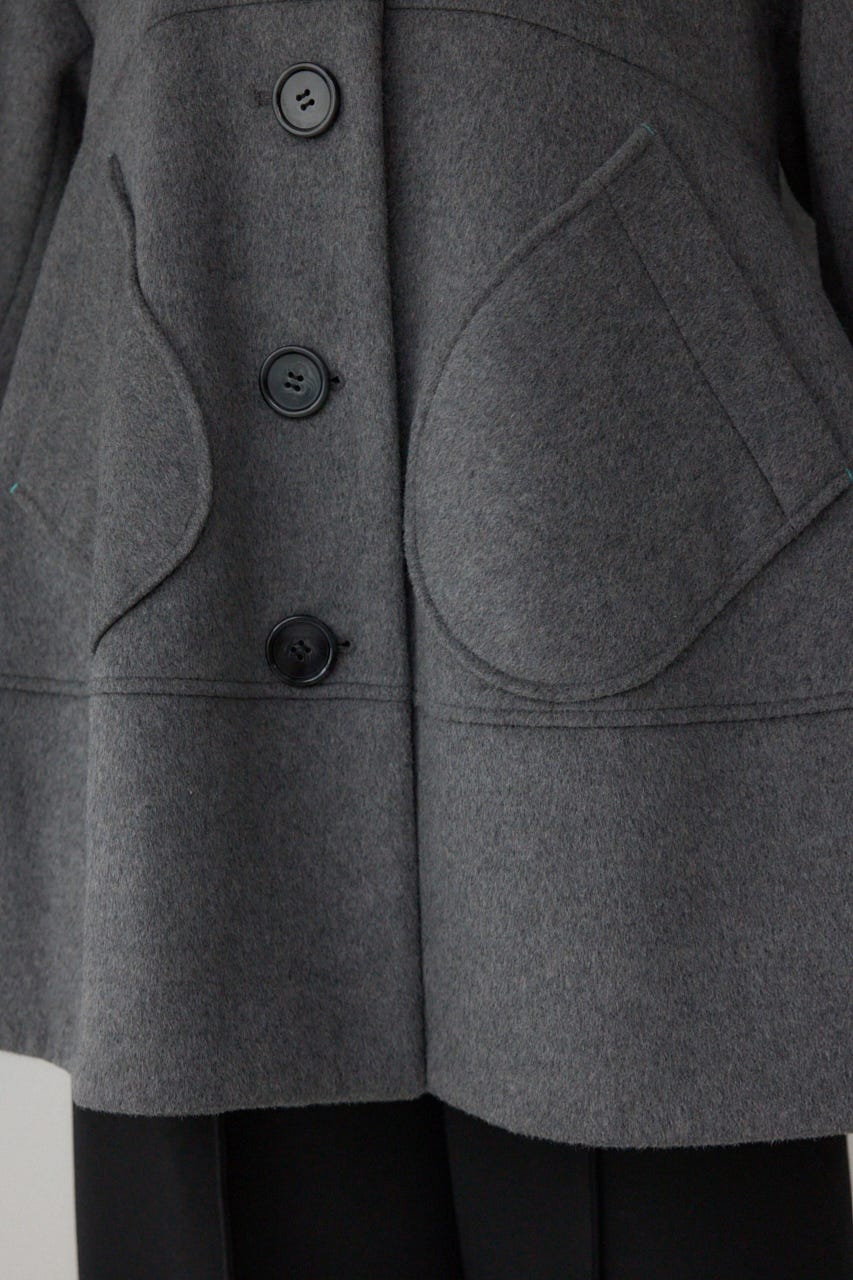 【PLUS】ボリュームスリーブペプラムコート T.GRY FREE