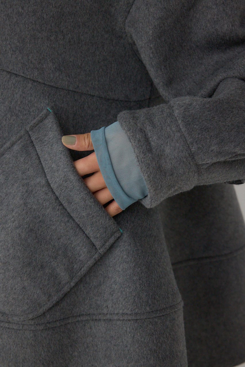 【PLUS】ボリュームスリーブペプラムコート T.GRY FREE