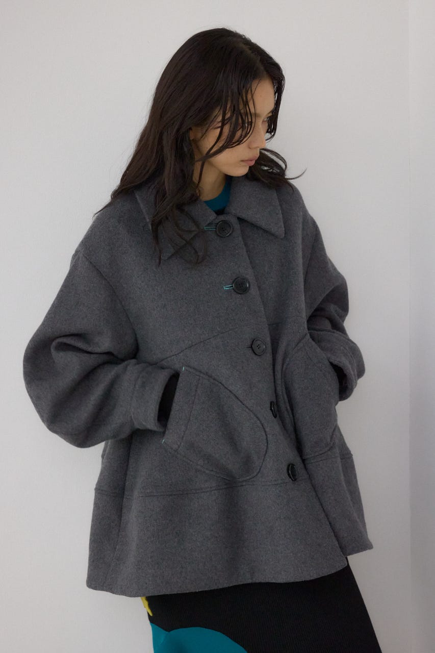 【PLUS】ボリュームスリーブペプラムコート T.GRY FREE