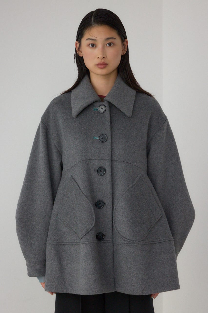 【PLUS】ボリュームスリーブペプラムコート T.GRY FREE