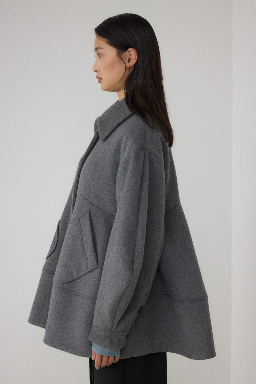 【PLUS】ボリュームスリーブペプラムコート T.GRY FREE