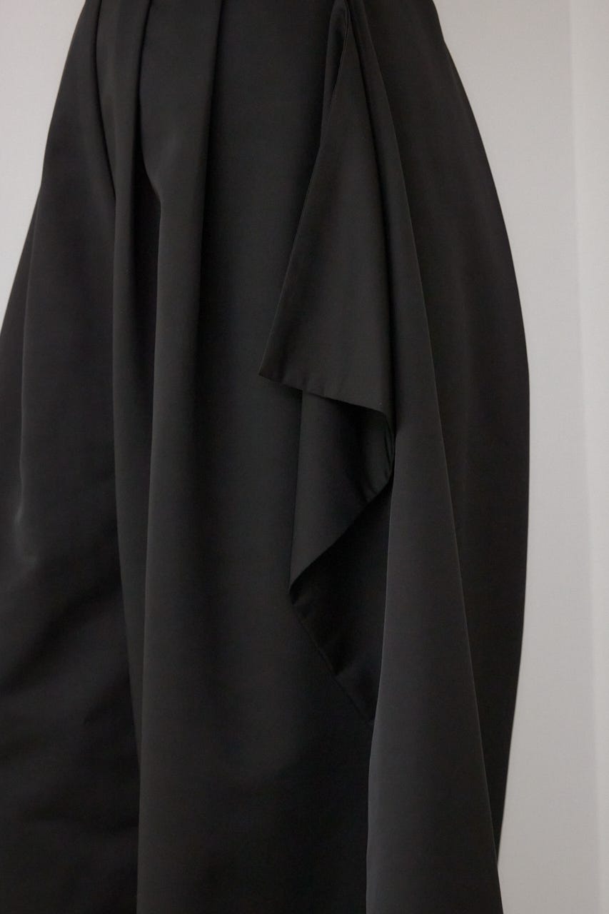 【PLUS】ドレープワイドパンツ BLK S