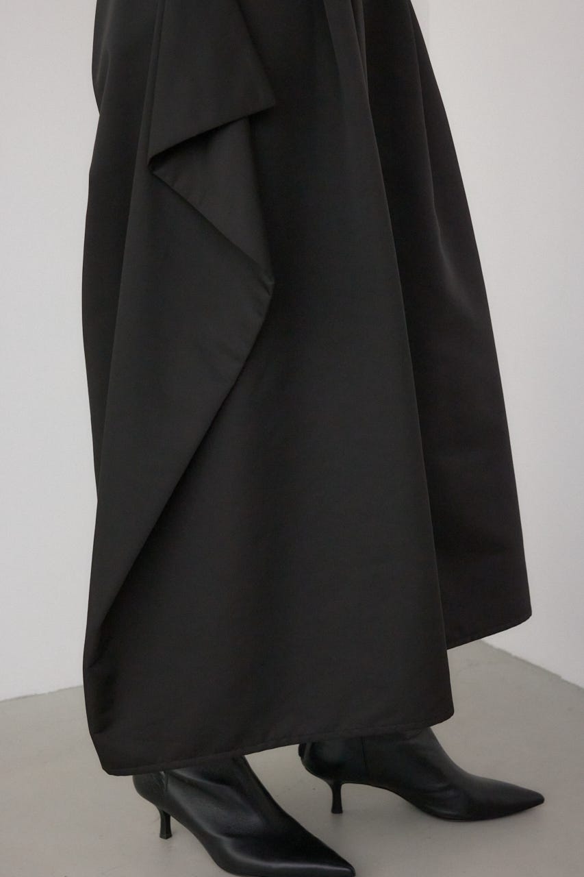 【PLUS】ドレープワイドパンツ BLK S