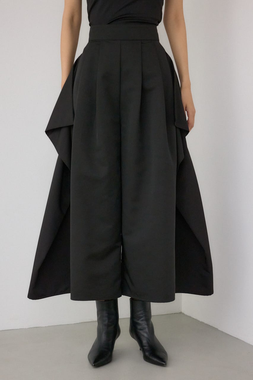 【PLUS】ドレープワイドパンツ BLK S