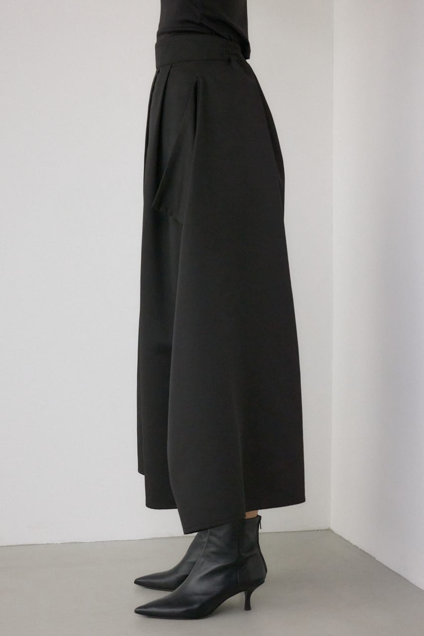 【PLUS】ドレープワイドパンツ BLK S