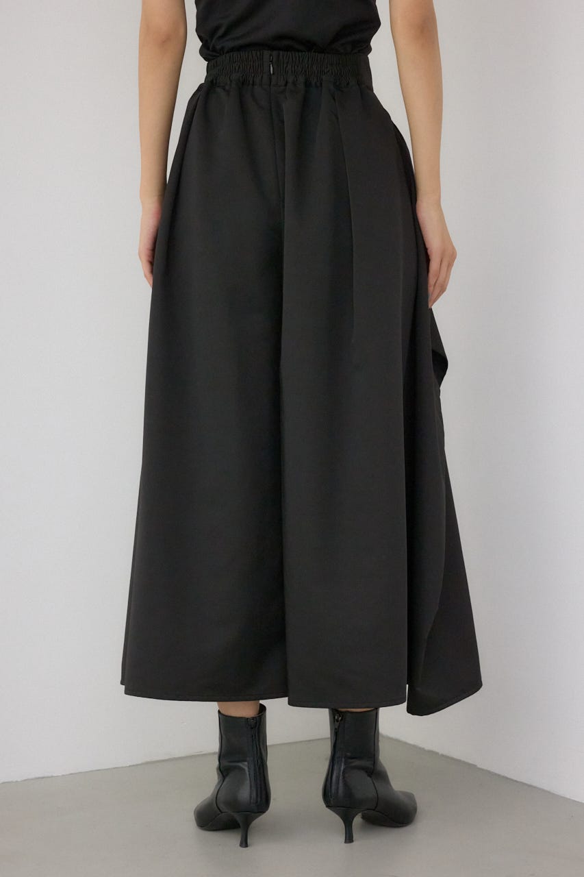 【PLUS】ドレープワイドパンツ BLK S