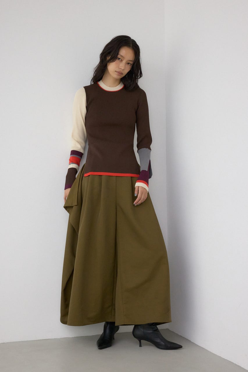 【PLUS】ドレープワイドパンツ KHA S