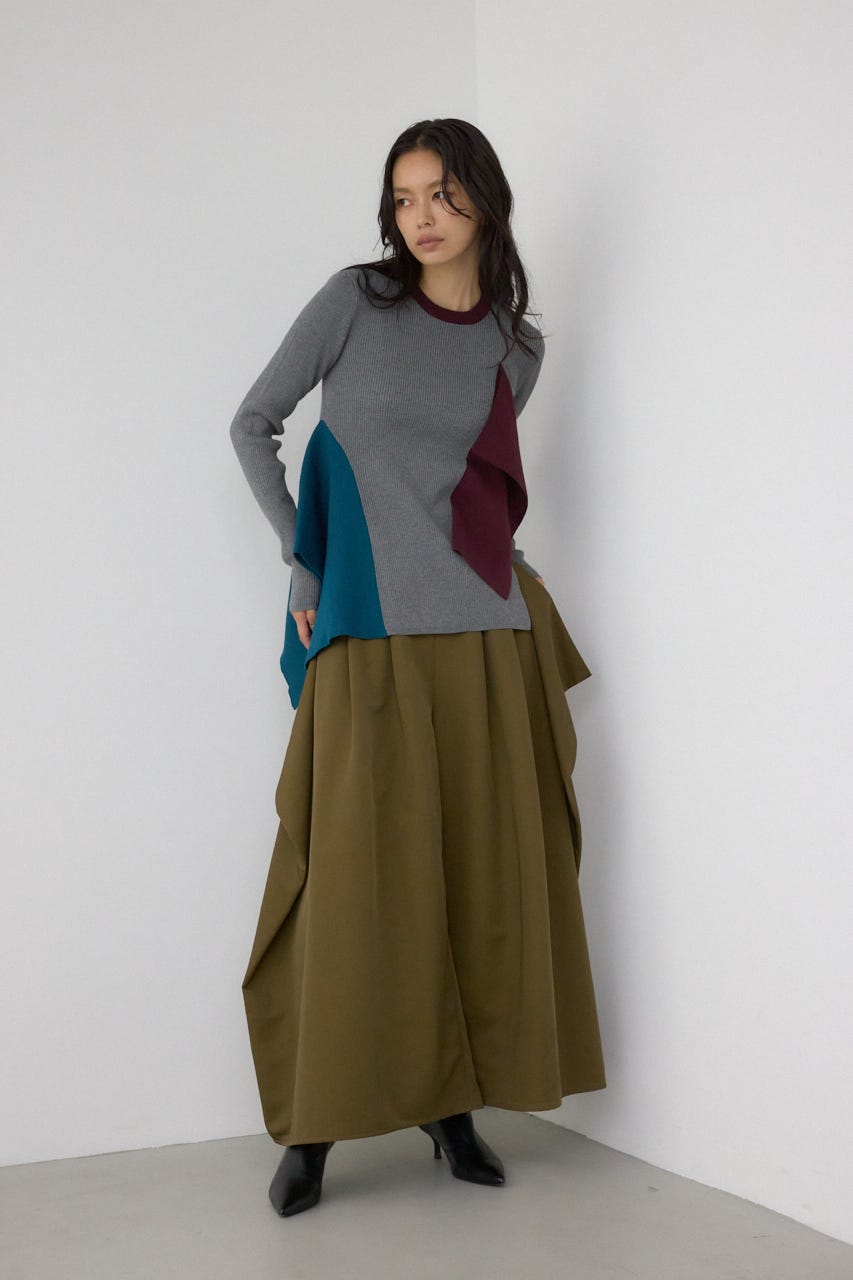 【PLUS】ドレープワイドパンツ KHA S