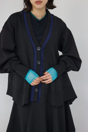 【PLUS】レイヤードペプラムニットカーディガン